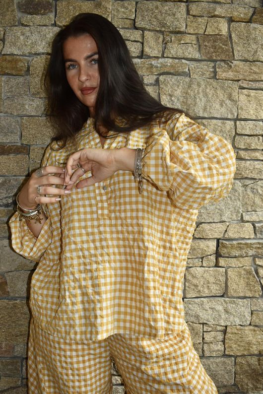 Nonni Gingham Nero Blouse Indian Yellow